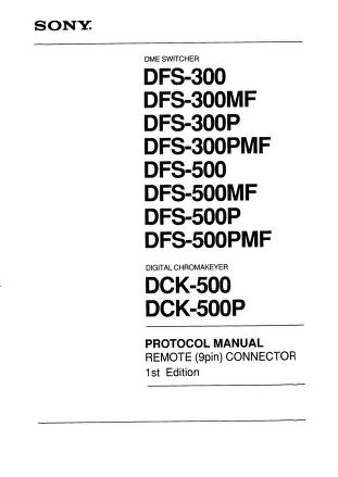 BEDIENUNGSANLEITUNG DME SONY DFS 500/500P DME Switcher 